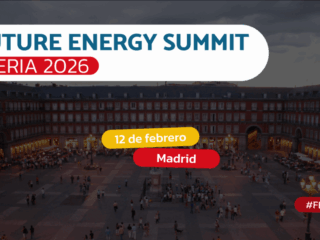 Future Energy Summit Iberia 2026 in Madrid on February 12, featuring Plaza Mayor with the event title.