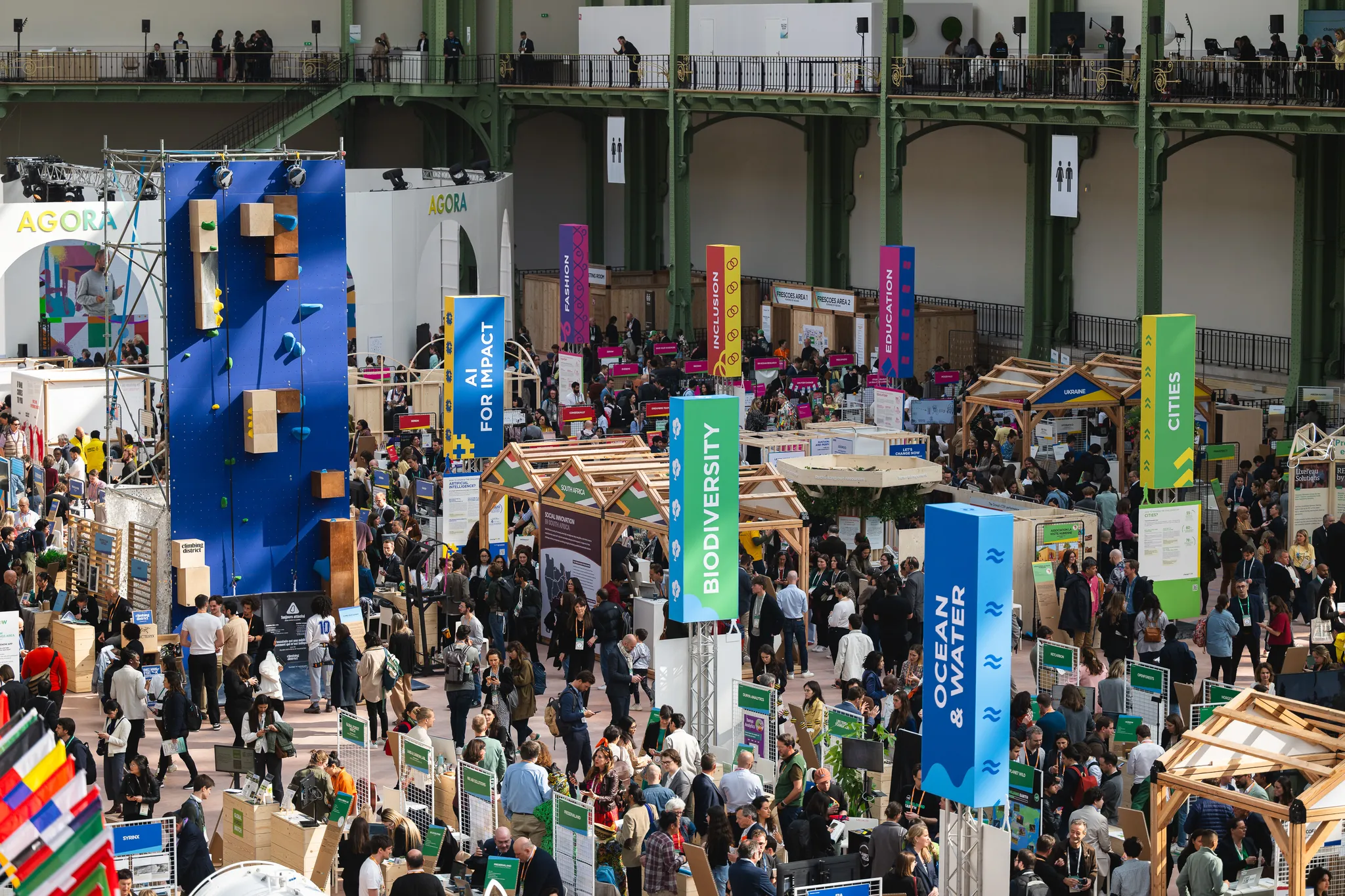 Panoramic view of ChangeNOW at the Grand Palais in Paris showcasing sustainability, biodiversity and climate solutions.