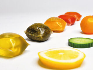 Edible seaweed-based packaging developed by Notpla as a biodegradable alternative to plastic